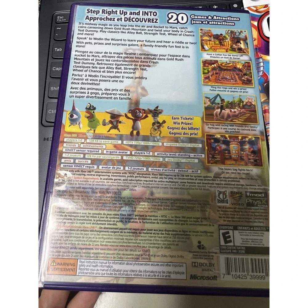 Carnival Games Monkey See Monkey‎ Do Xbox 360 Kinect 2K Play 2011 Complete